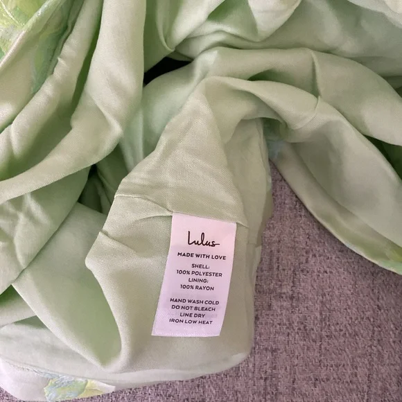 Lulus Brighter Side Light Green Floral Satin Jacquard Mini Dress NWT Small - Picture 10 of 12